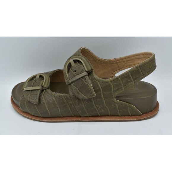 Sofft Womens Size 9 Adalia Olive Buckle Croc Embossed Suede Leather Sandals - Picture 10 of 13